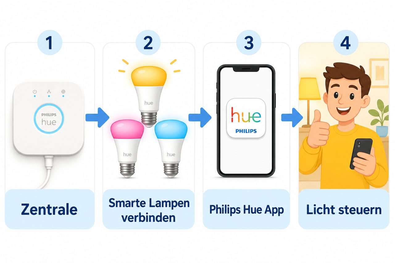 Schritt-für-Schritt Anleitung: Philips Hue Bridge, smarte Lampen, App und Steuerung