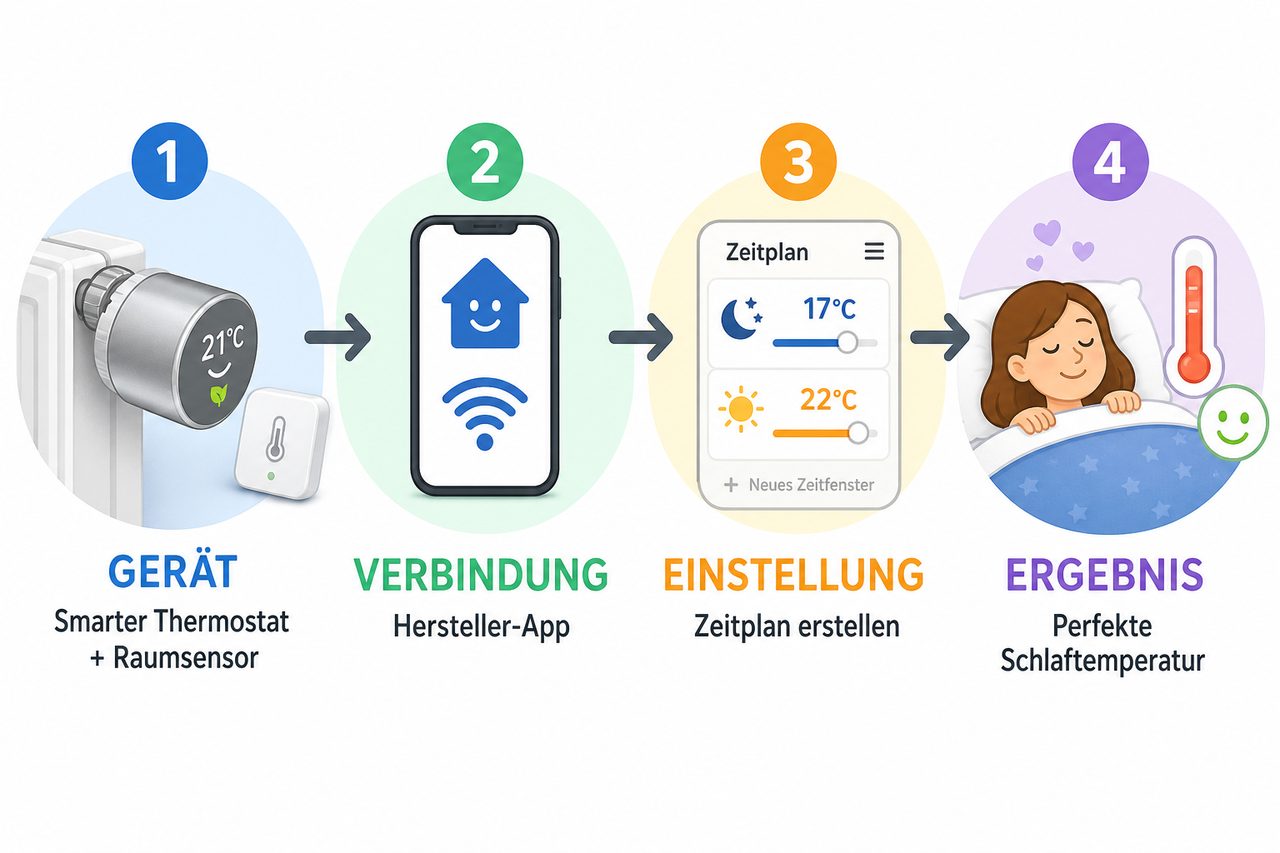Schritt-für-Schritt-Anleitung: Smarter Thermostat + App + Zeitplan = perfekte Schlaftemperatur