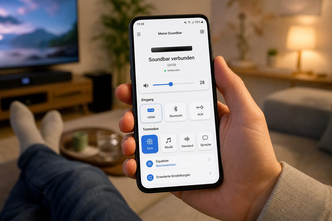 Soundbar-App auf dem Smartphone – einfache Steuerung von Lautstärke und Ton-Modi fürs Heimkino